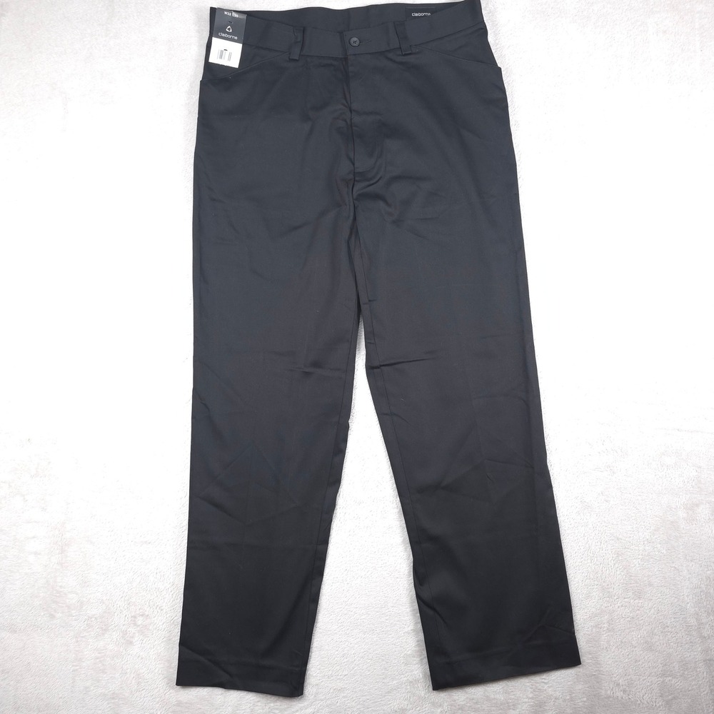 Claiborne Essentials 8 Dress Pants Mens 32x30 Black Mid Rise Stretch Chino